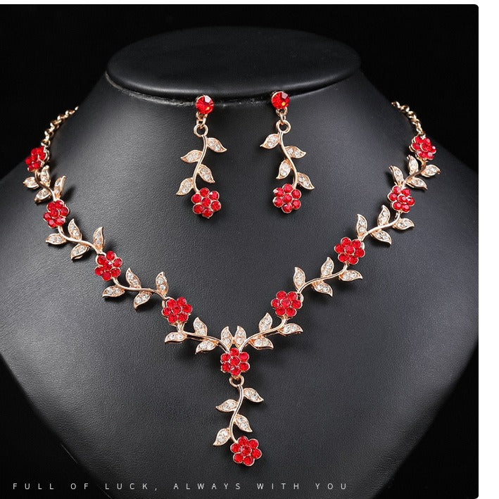 Vintage Plum Blossom Necklace and Earrings Set
