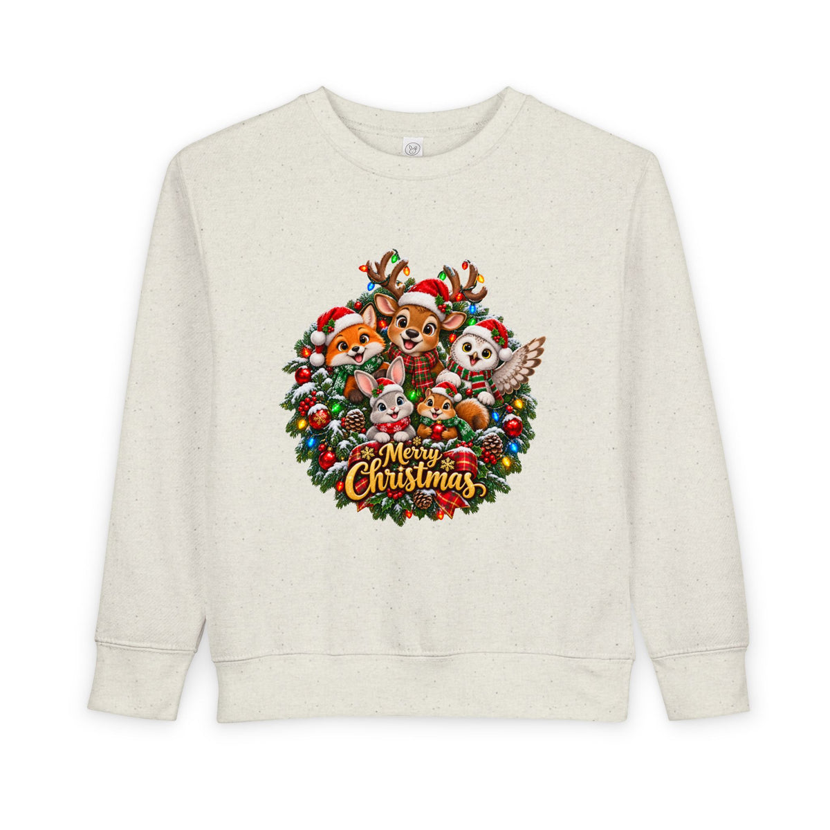 Toddler Christmas Sweatshirt — Cute Woodland Animals "Merry Christmas" Holiday Crewneck