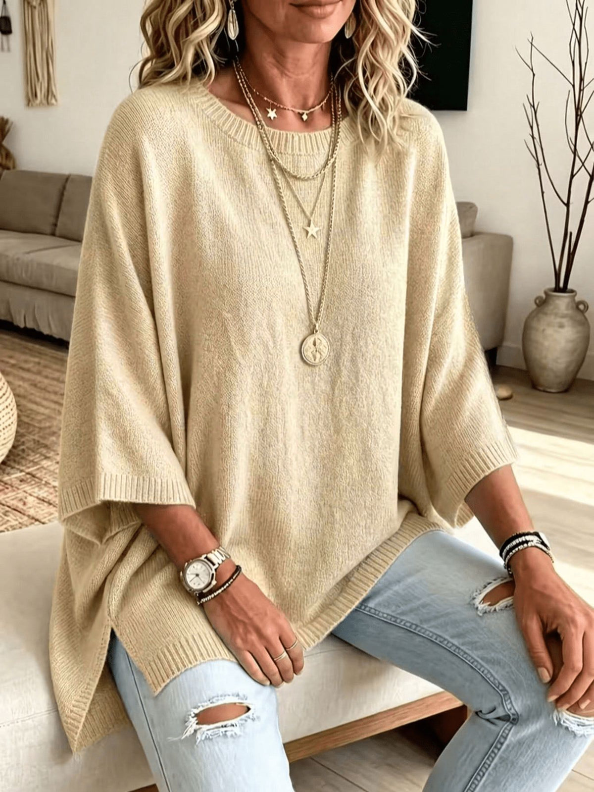 Loose Fit Knit Sweater for Women