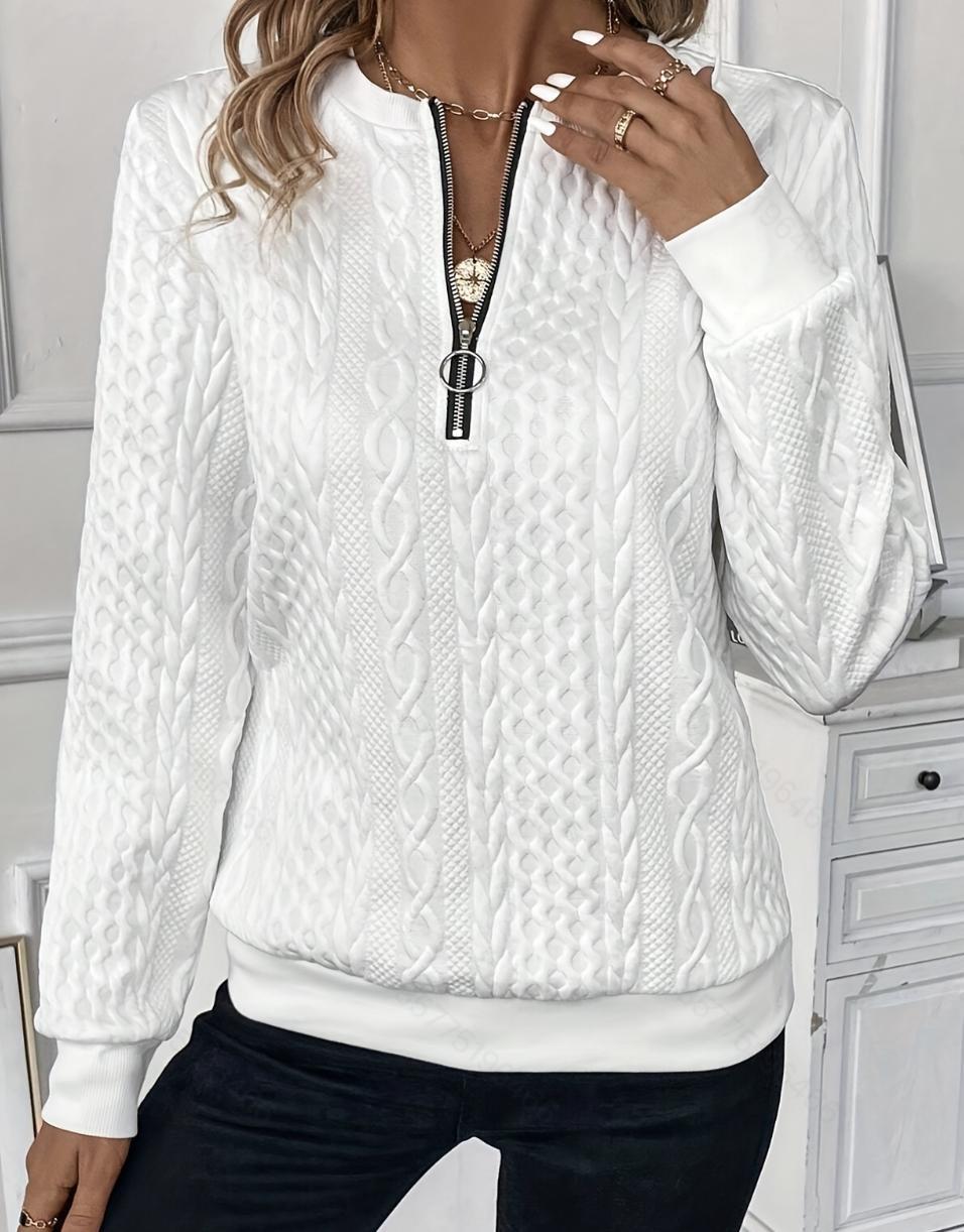 Womens Zipper Front Sweatshirt Long Sleeve Pullover