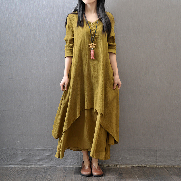 Womens Bohemian Linen Long Dress