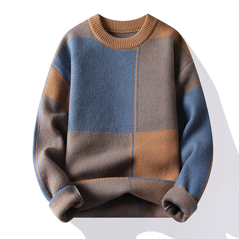 Casual Geometric Long Sleeve O-Neck Men's Knit Sweater