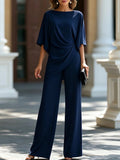 Womens Drop Waist Shirt and Wide Leg Pants Set
