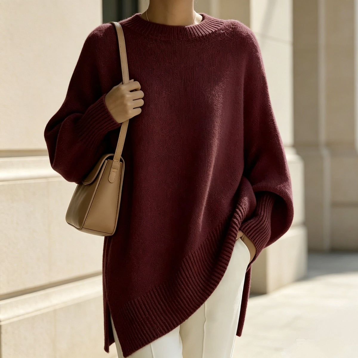 Round-neck loose-fit sweater