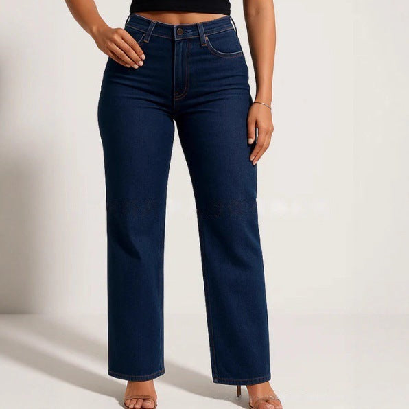 Womens Retro Straight Leg Denim Pants