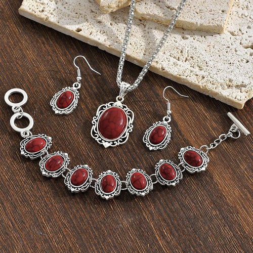Bohemian Style Jewelry Set Earrings Necklace Bracelet