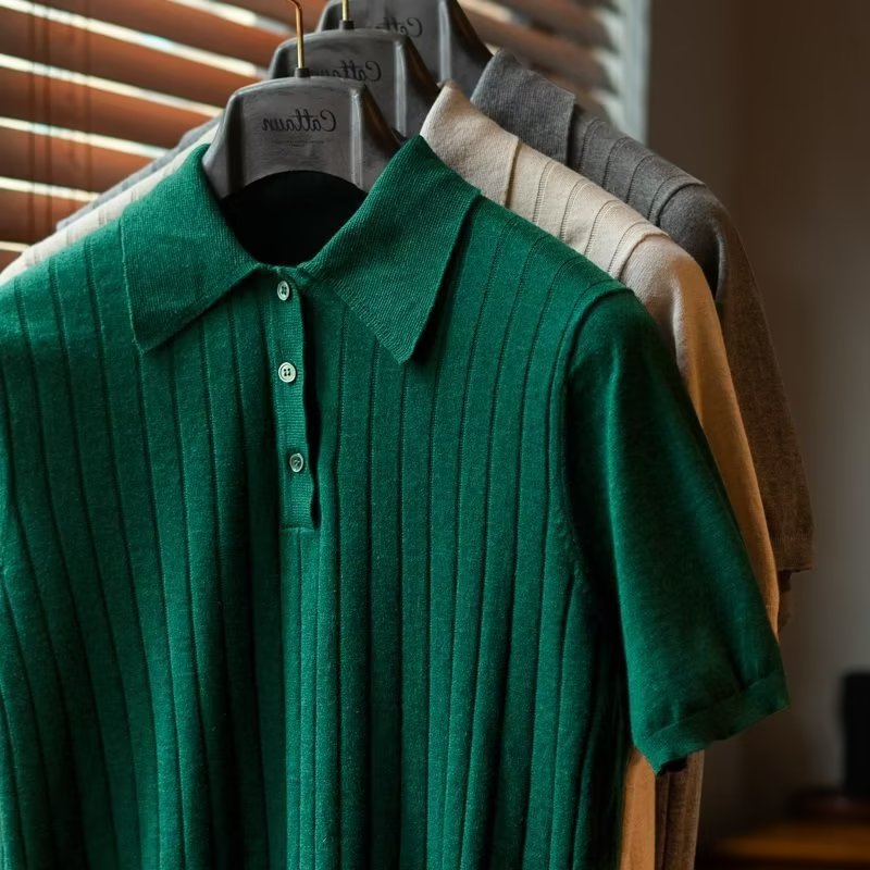 Mens Solid Color Short Sleeve Polo Shirt
