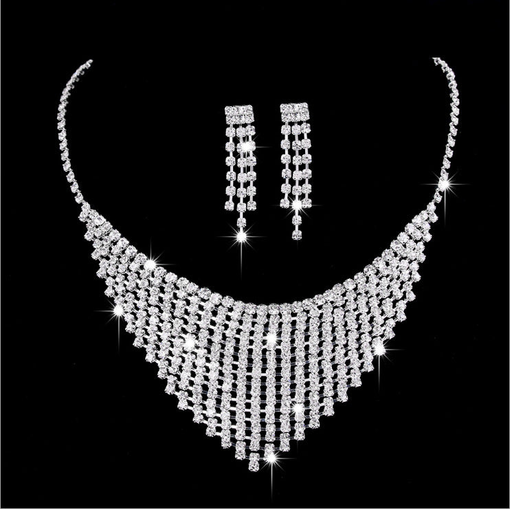Rhinestone Bridal Jewelry Set with Tassel Design