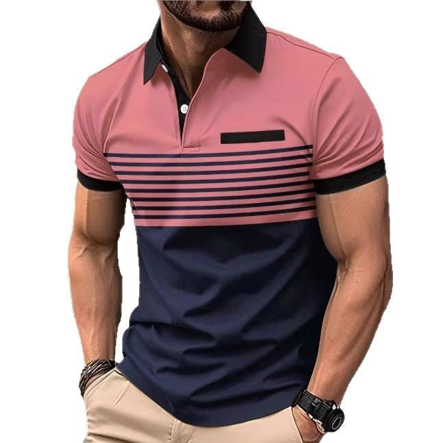 Printed short-sleeved men's polo shirt