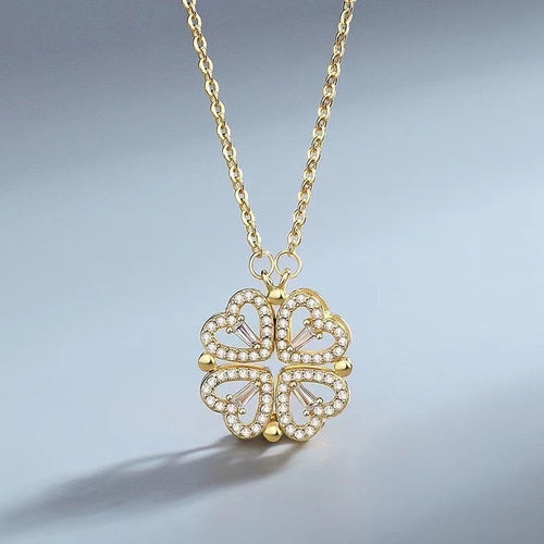 Copper Plated Love Four-Leaf Clover Necklace