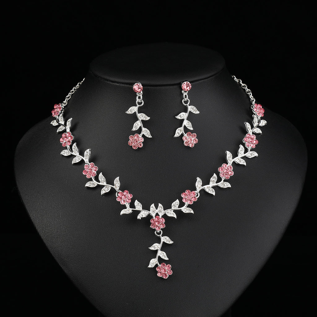 Vintage Plum Blossom Necklace and Earrings Set