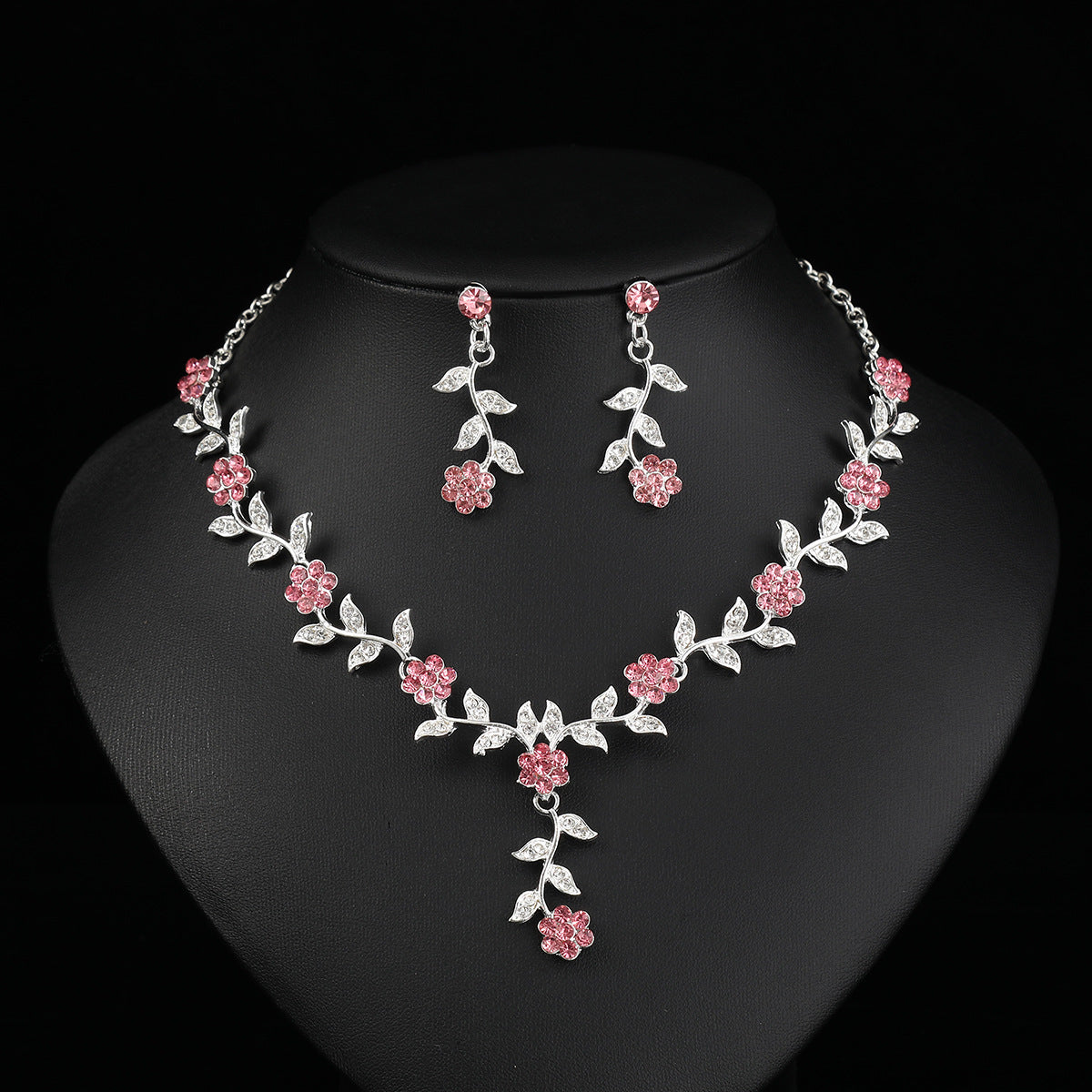Vintage Plum Blossom Necklace and Earrings Set