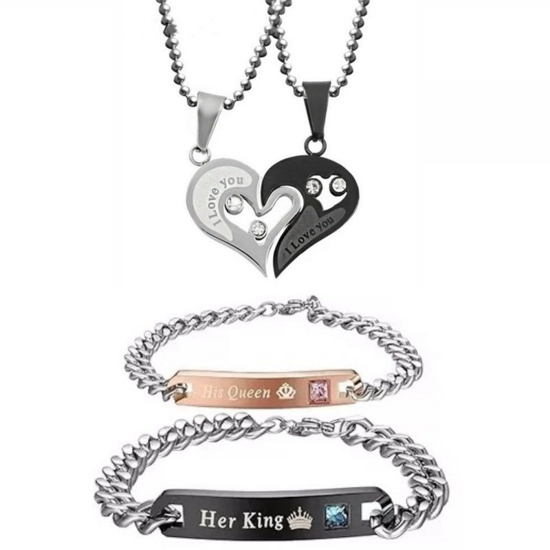 Heart Shape Diamond Alloy Necklace Set