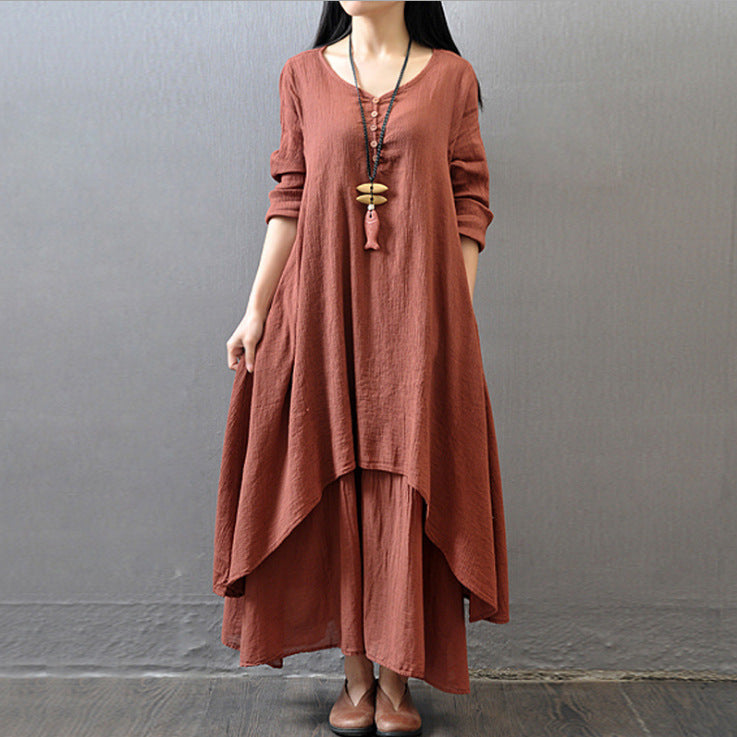 Womens Bohemian Linen Long Dress