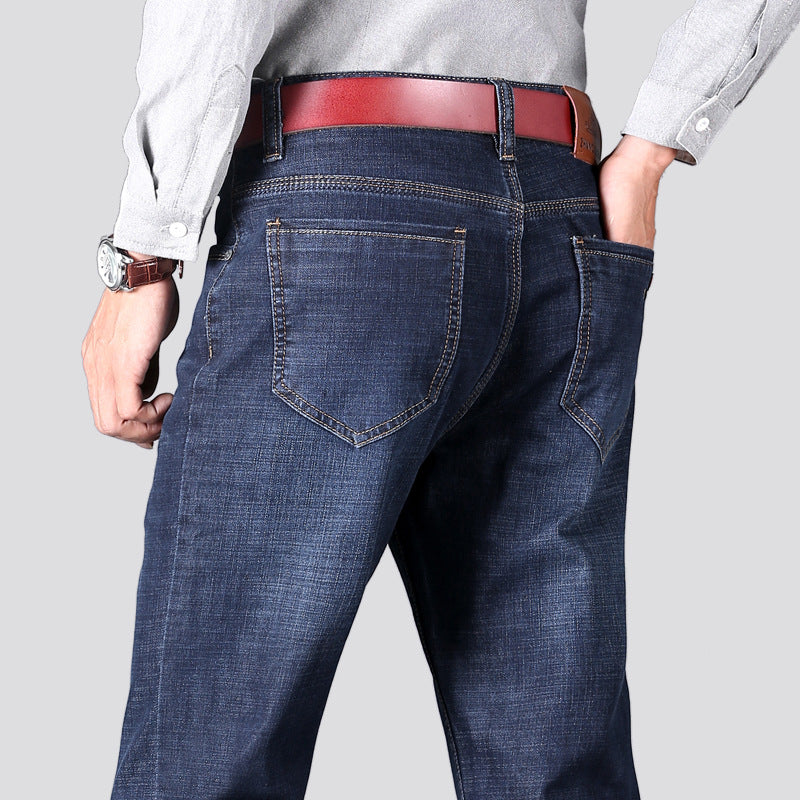 Mens Loose Fit High Waisted Denim Trousers