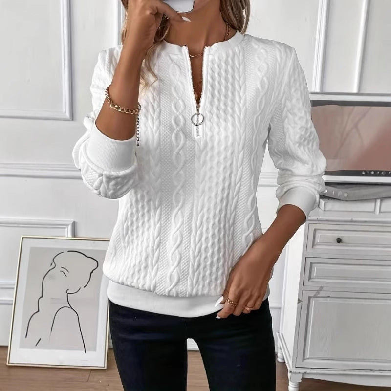 Womens Zipper Front Sweatshirt Long Sleeve Pullover