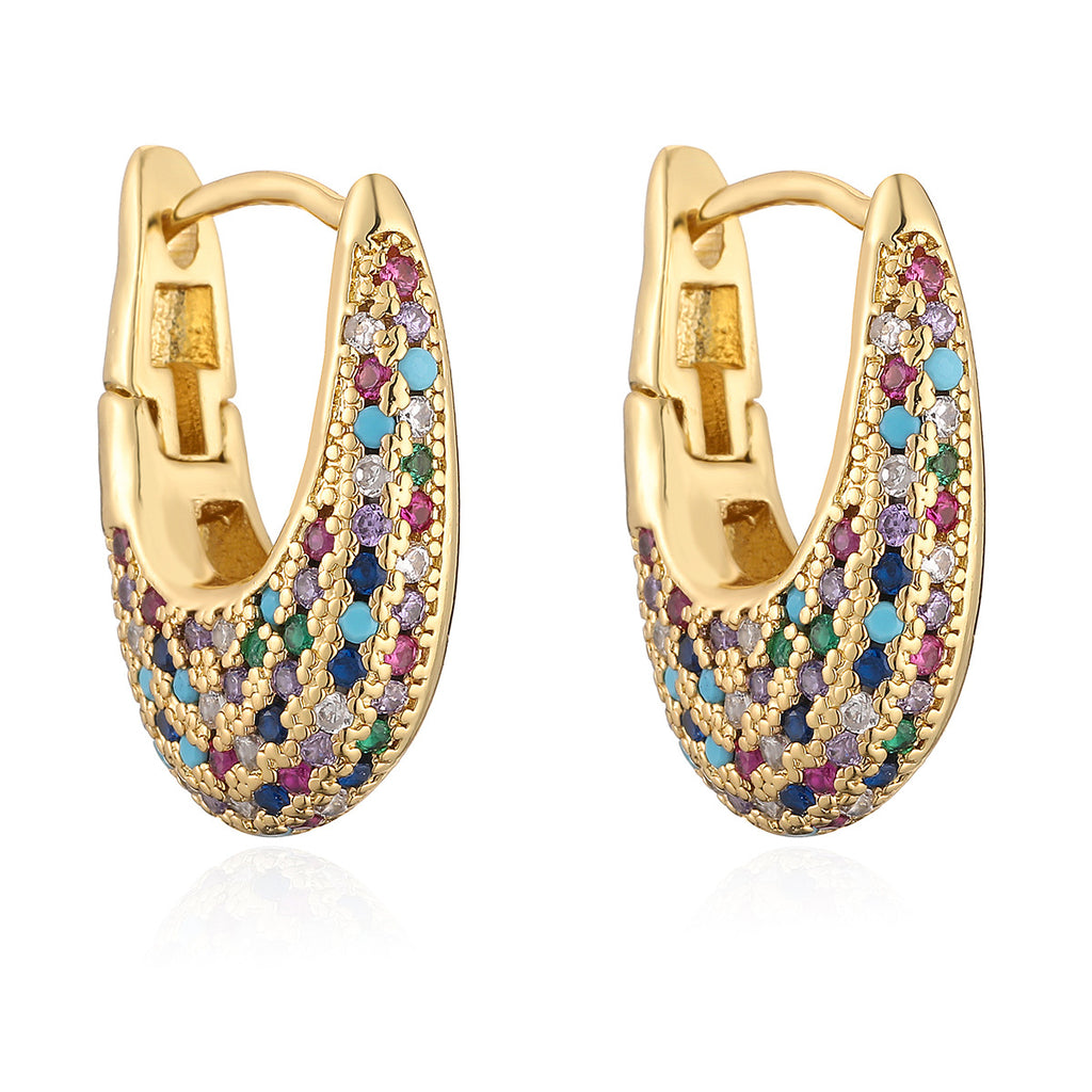 U-Shaped Gold Plated Zircon Earrings