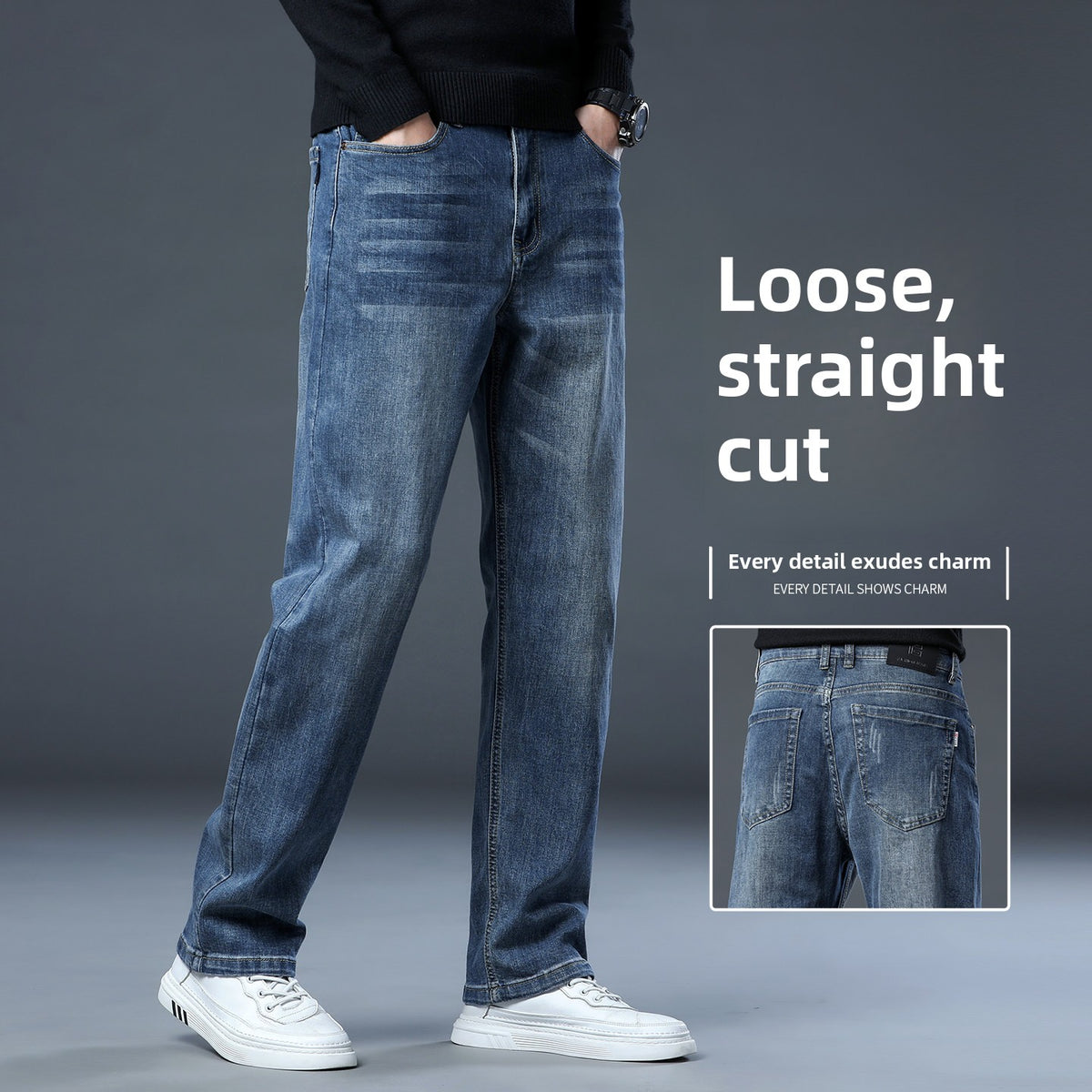 Loose Straight Leg JeansMen's Pants