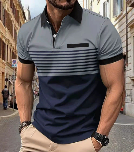 Printed short-sleeved men's polo shirt