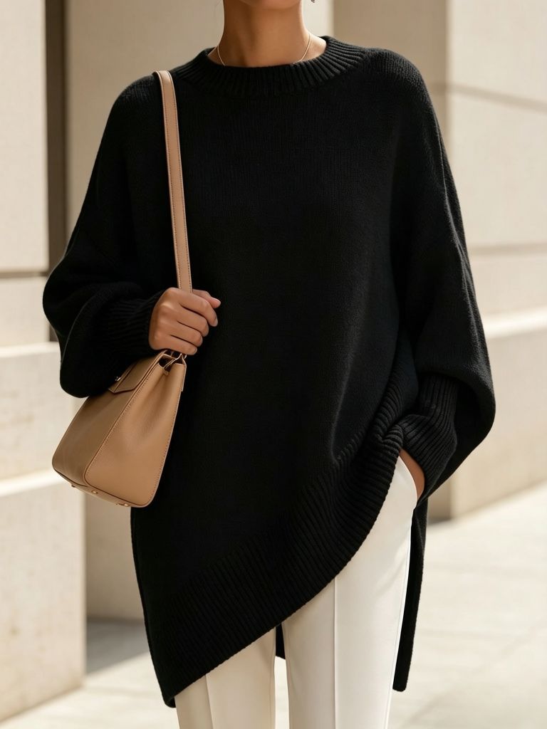 Round-neck loose-fit sweater