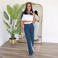 Cowboy wide-leg pants two-piece set