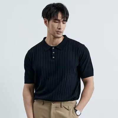 Mens Solid Color Short Sleeve Polo Shirt