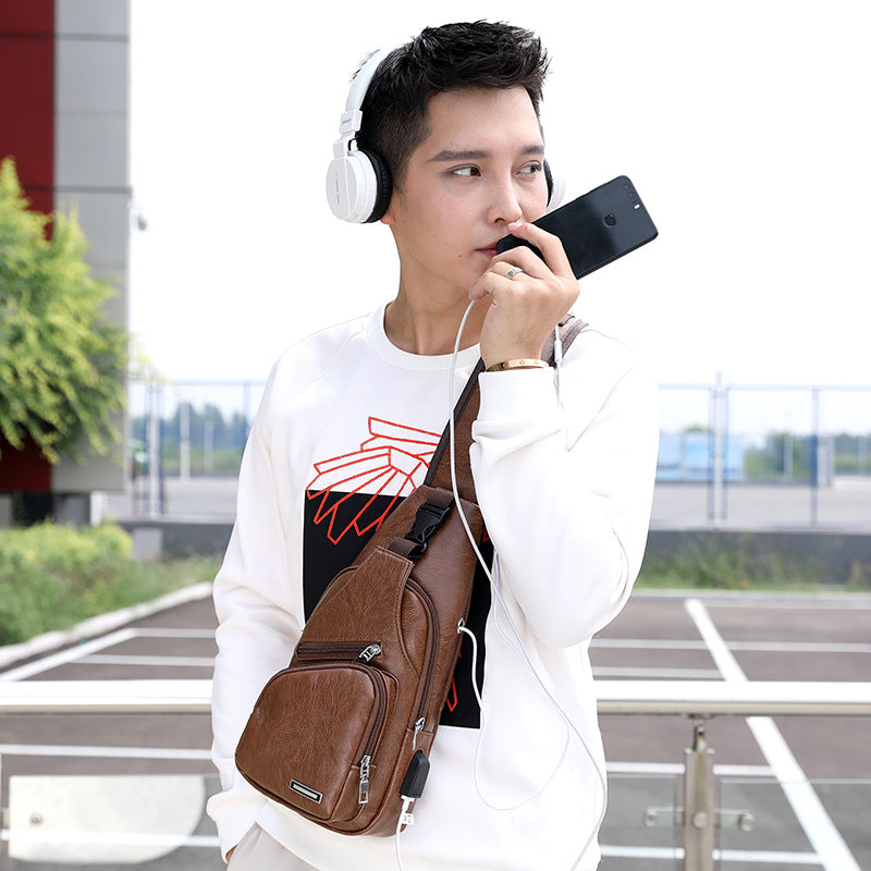USB Rechargeable Mens Chest Bag