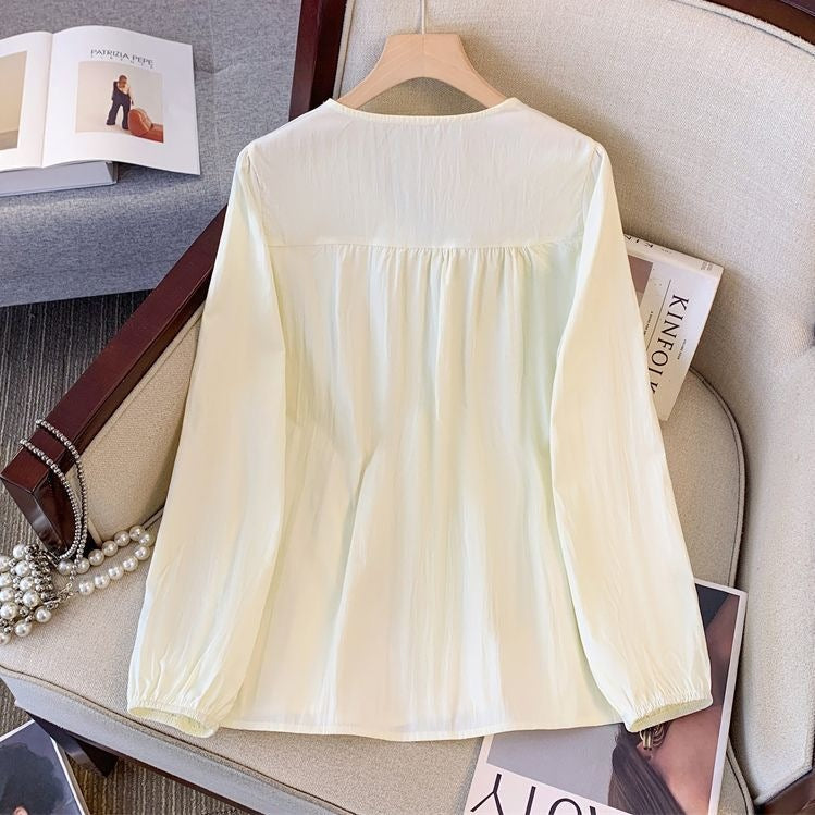 Plus Size Long Sleeve Shirt with Drawstring Waist