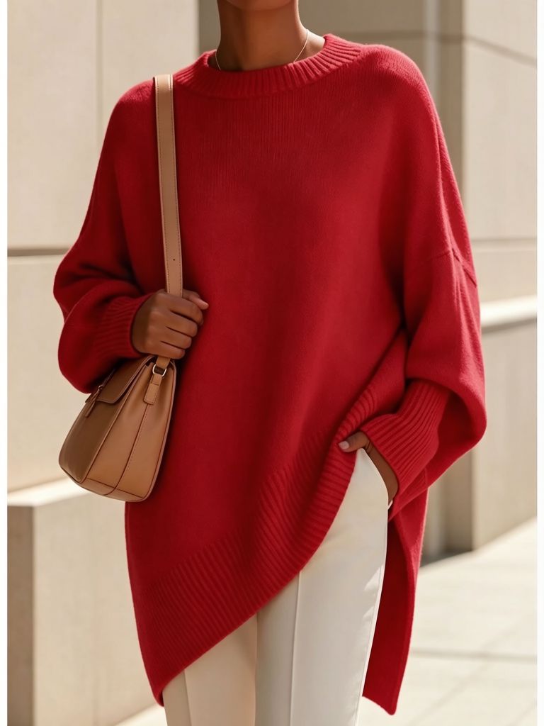 Round-neck loose-fit sweater