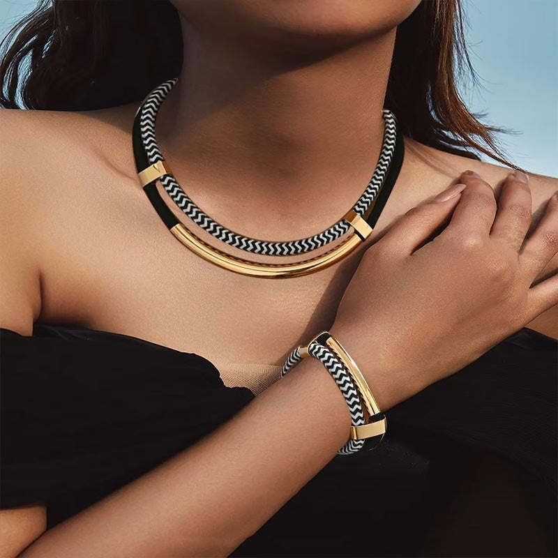 Double Layer Braided Rope Jewelry Set