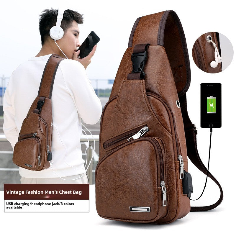USB Rechargeable Mens Chest Bag