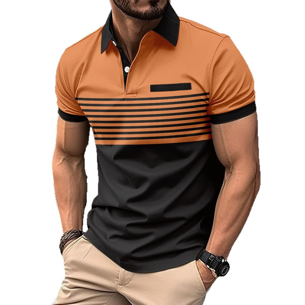 Printed short-sleeved men's polo shirt