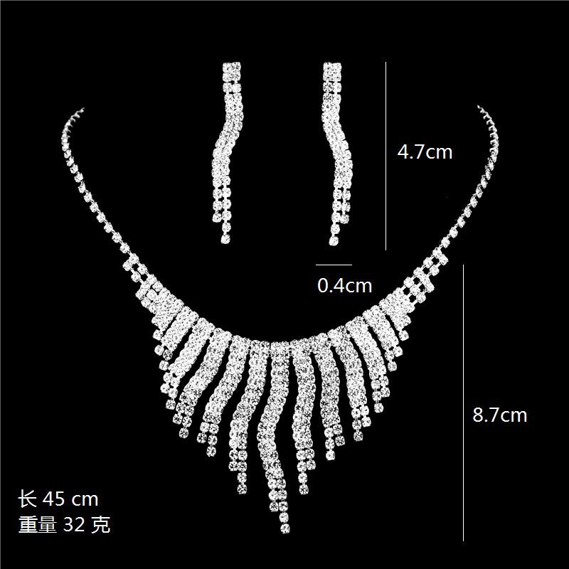 Rhinestone Bridal Jewelry Set with Tassel Design