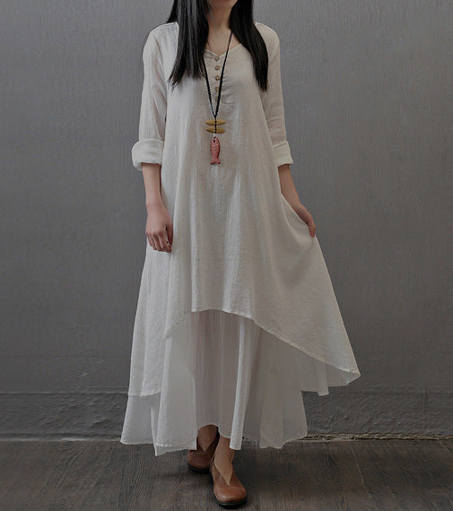 Womens Bohemian Linen Long Dress