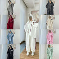 Women's Long Sleeve Hooded Wide Leg Pants Set
